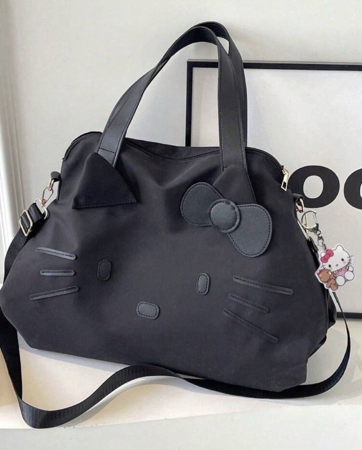 Hello Kitty Black Oversized Weekender Tote Bag – Large Travel Shoulder Bag
