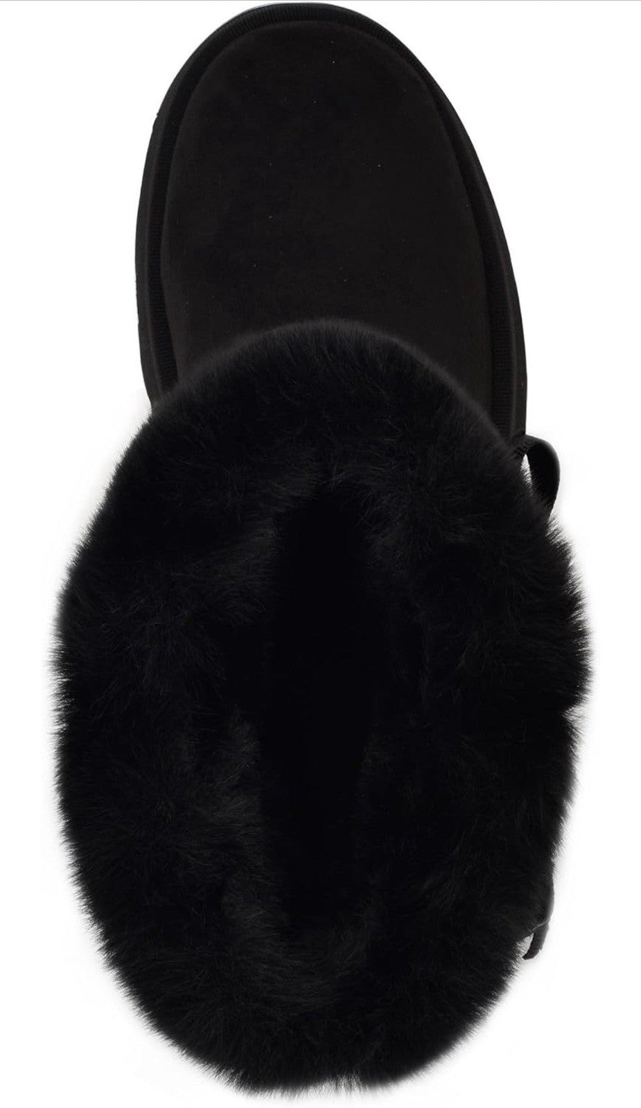 GUESS Black Ankle Bootie Faux Fur Trim Logo Bow Platform Round Toe Sz 8