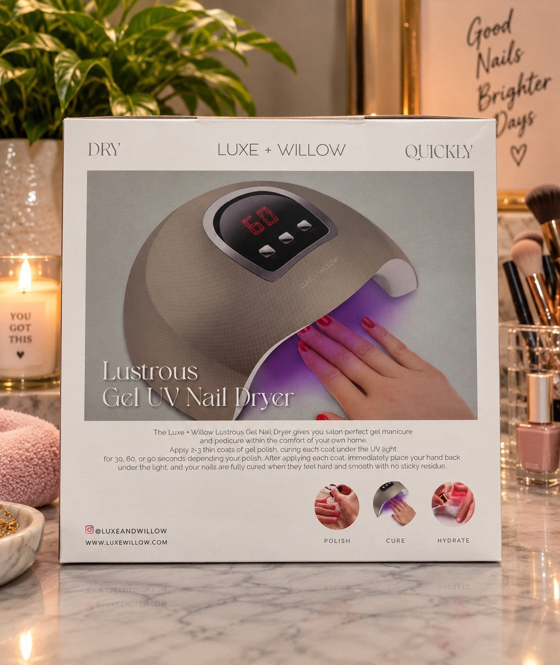 Luxe + Willow Lustrous Gel UV Nail Dryer Beige Quick-Dry