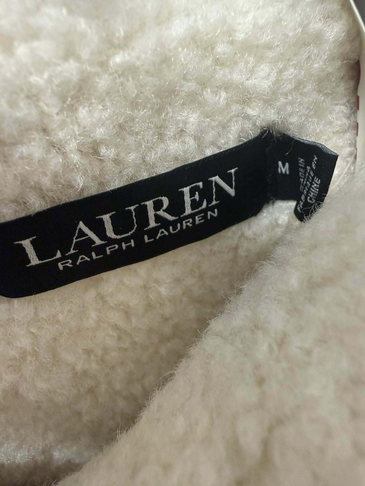 Lauren Ralph Lauren Teddy Jacket W/Pockets White/Brown size S,M,L, or XL