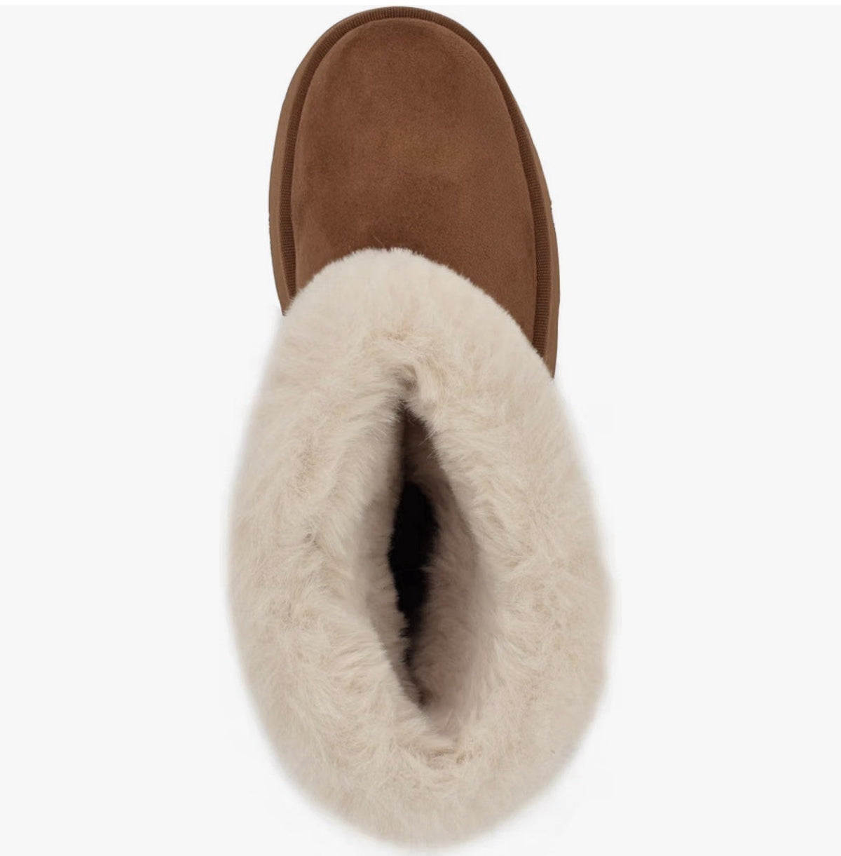 GUESS Denla Brown Platform Boots 🤎 Cream Faux Fur & Logo Bows – Size 8