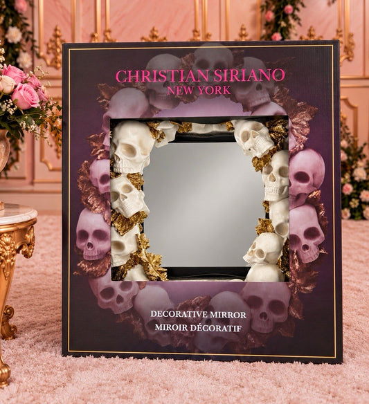 Christian Siriano New York Skull Decorative Mirror – Gothic Halloween Home Décor