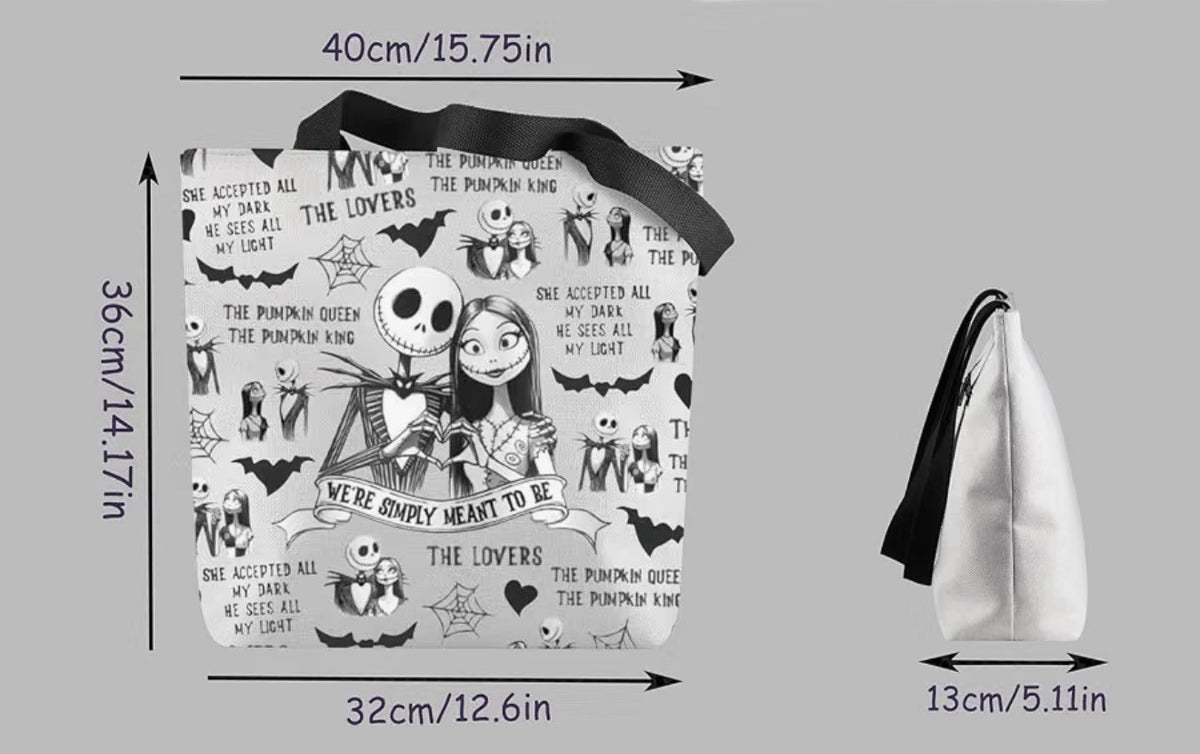 Jack & Sally “Simply Meant to Be” Black & White Tote Bag 🖤