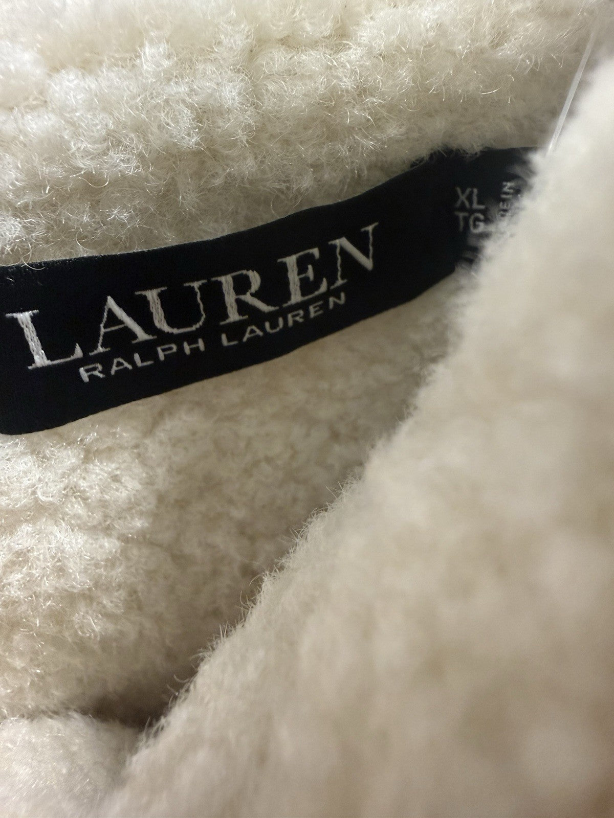 Lauren Ralph Lauren Teddy Jacket W/Pockets White/Brown size S,M,L, or XL