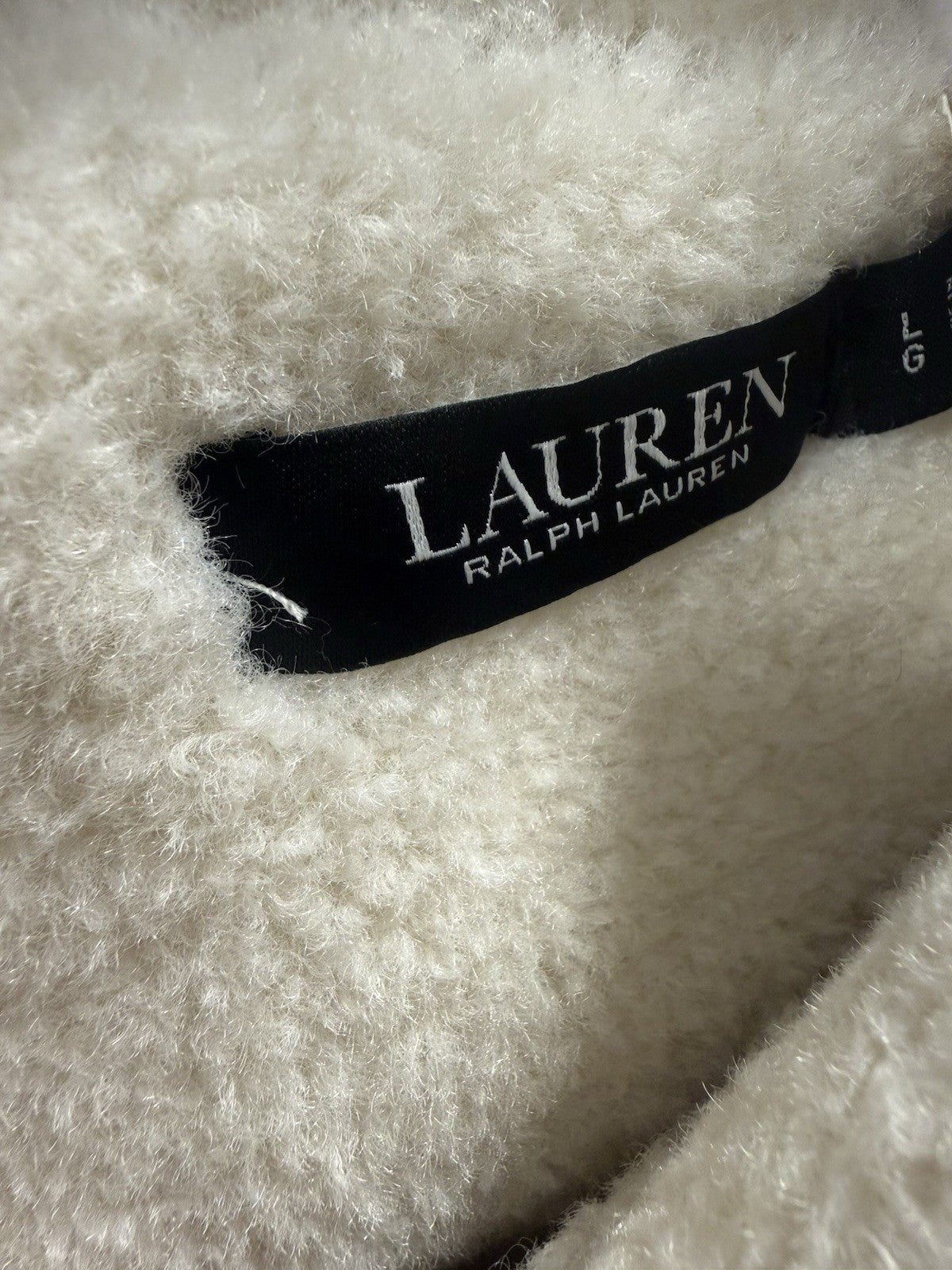 Lauren Ralph Lauren Teddy Jacket W/Pockets White/Brown size S,M,L, or XL